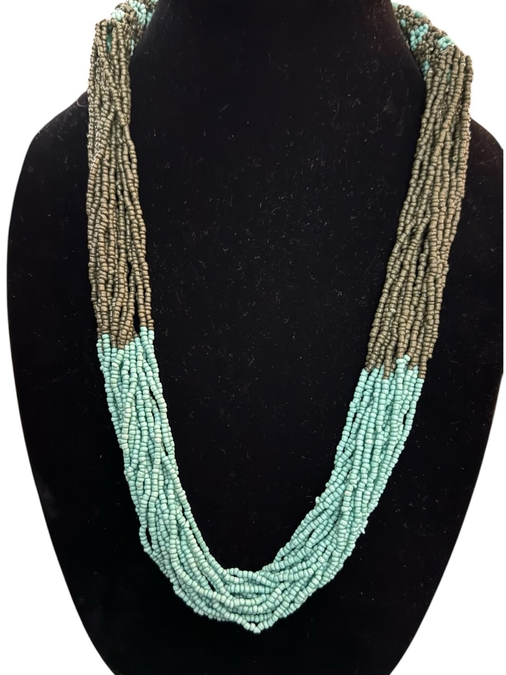 Multicolor 14” Multi Strand Beaded Necklace Turquoise Boho Artisan Statement